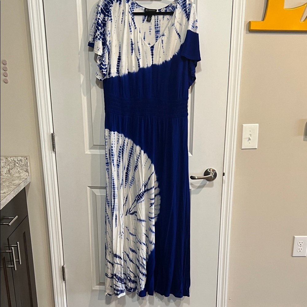 INC International Concepts Blue and White Maxi Dress